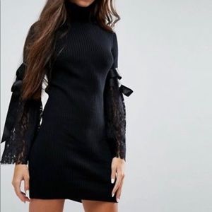 BLACK KNIT SWEATER DRESS